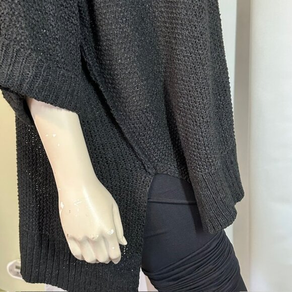 Easel Black Half Sleeve Round Neck Loose Knit Sweater size Large - Picture 2 of 7